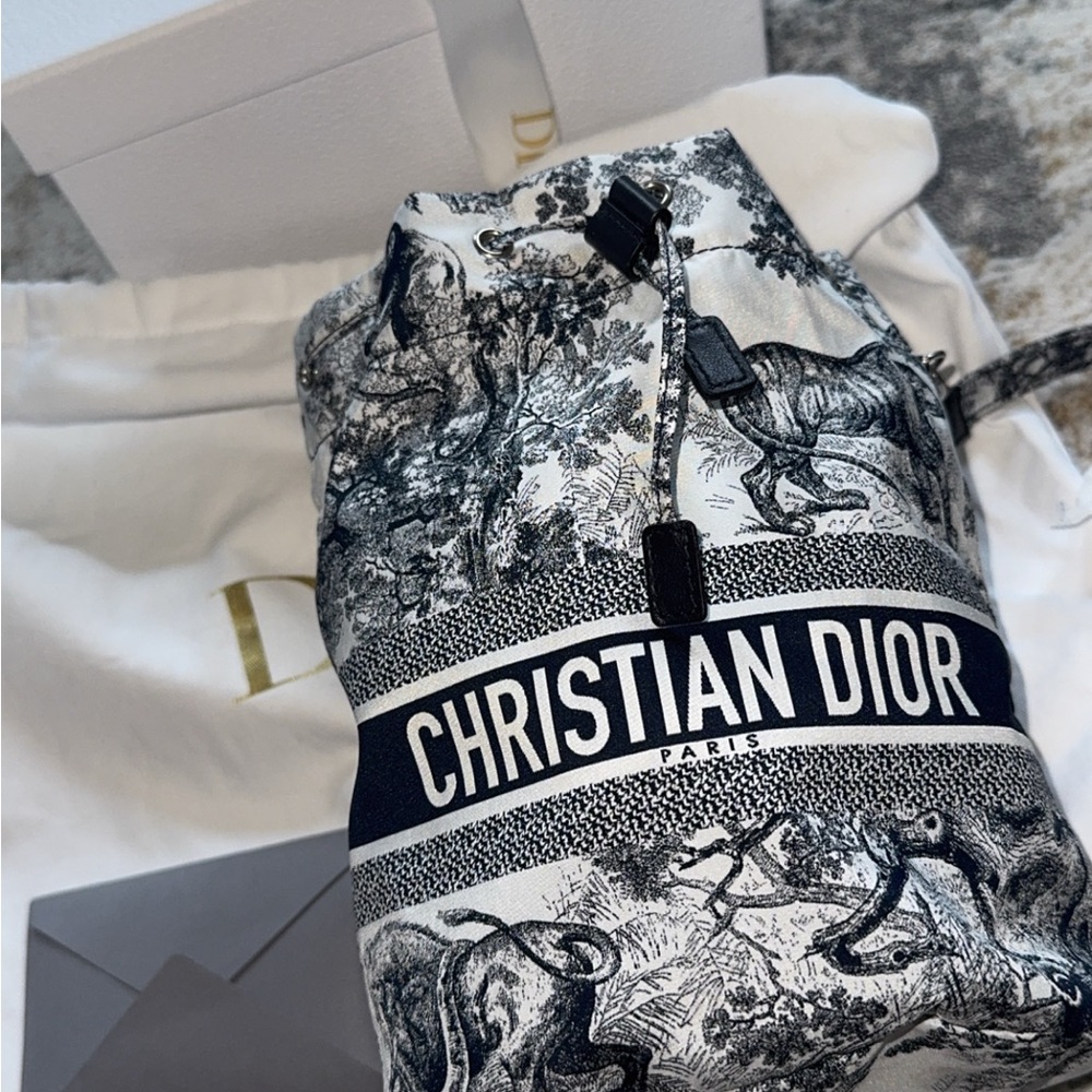 Christian Dior Toile de Jouy Drawstring Bag